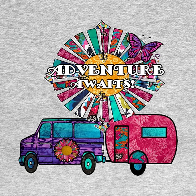 Adventure Awaits with van and travel trailer by artbyomega